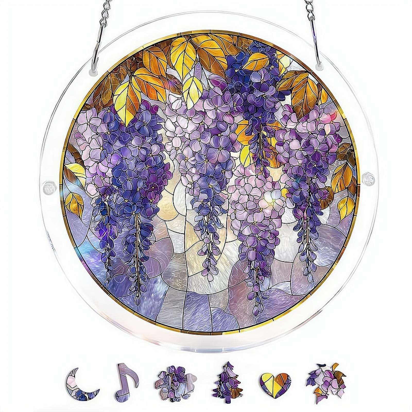 Acrylic Puzzles Suncatcher Window Hanging,83Pcs Sun Catcher Acrylic Puzzles Garden Decoration,Sun Catcher Stained Glass AcrylicPuzzle Decoration,for Women Men Birthday Mother's/Father's DayGift — view 22