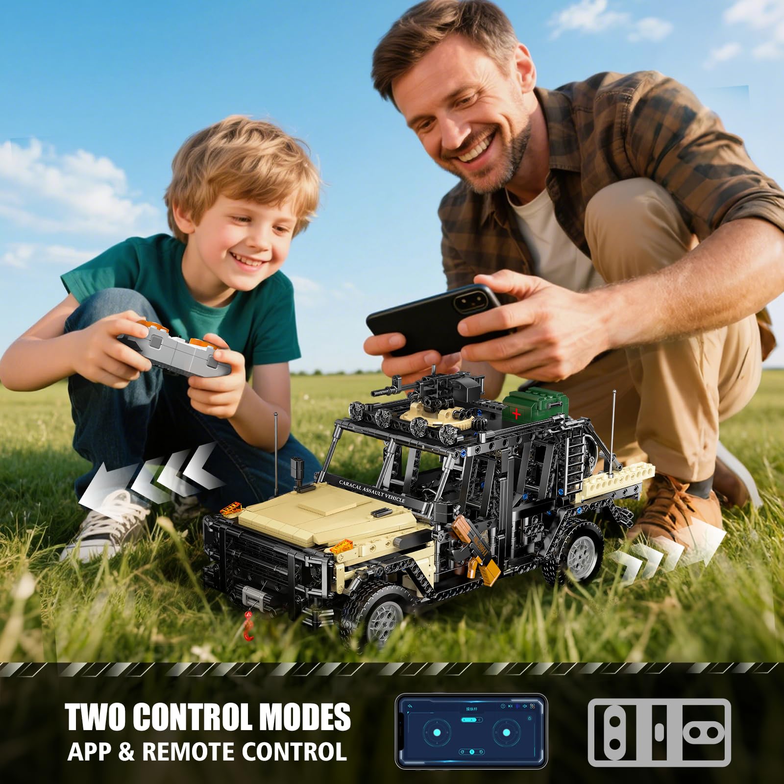 Mould King 20041 Military Off-Road Vehicle Building Set, App & Remote Control Off-Road Car Building Blocks Set - Image 3