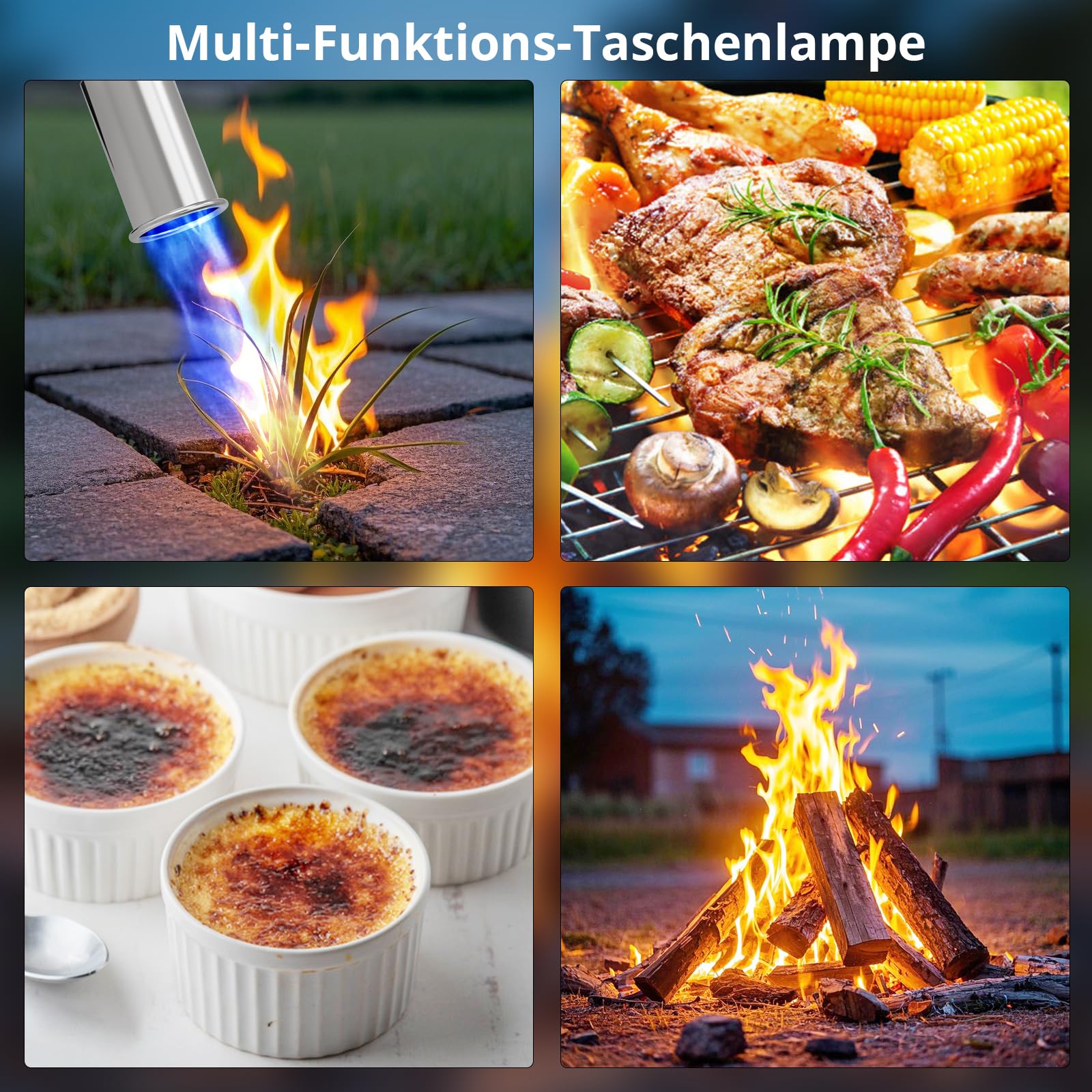 Sondiko Flambierbrenner Propanbrenner L8010, Sous Vide, Bunsenbrenner Lagerfeueranlasser, Gasbrenner von Steak, Grillen, Schweißen (schwarz, grau) Propantank nicht inbegriffen