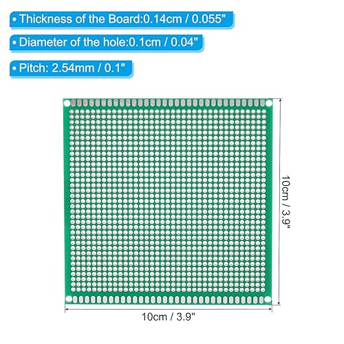 Miniatura 2 de PATIKIL Circuito de placa PCB de 3.9 x 3.9 pulgadas, 5 placas de soldadura de prototipo Perfboard para soldadura de bricolaje y placas de circuito