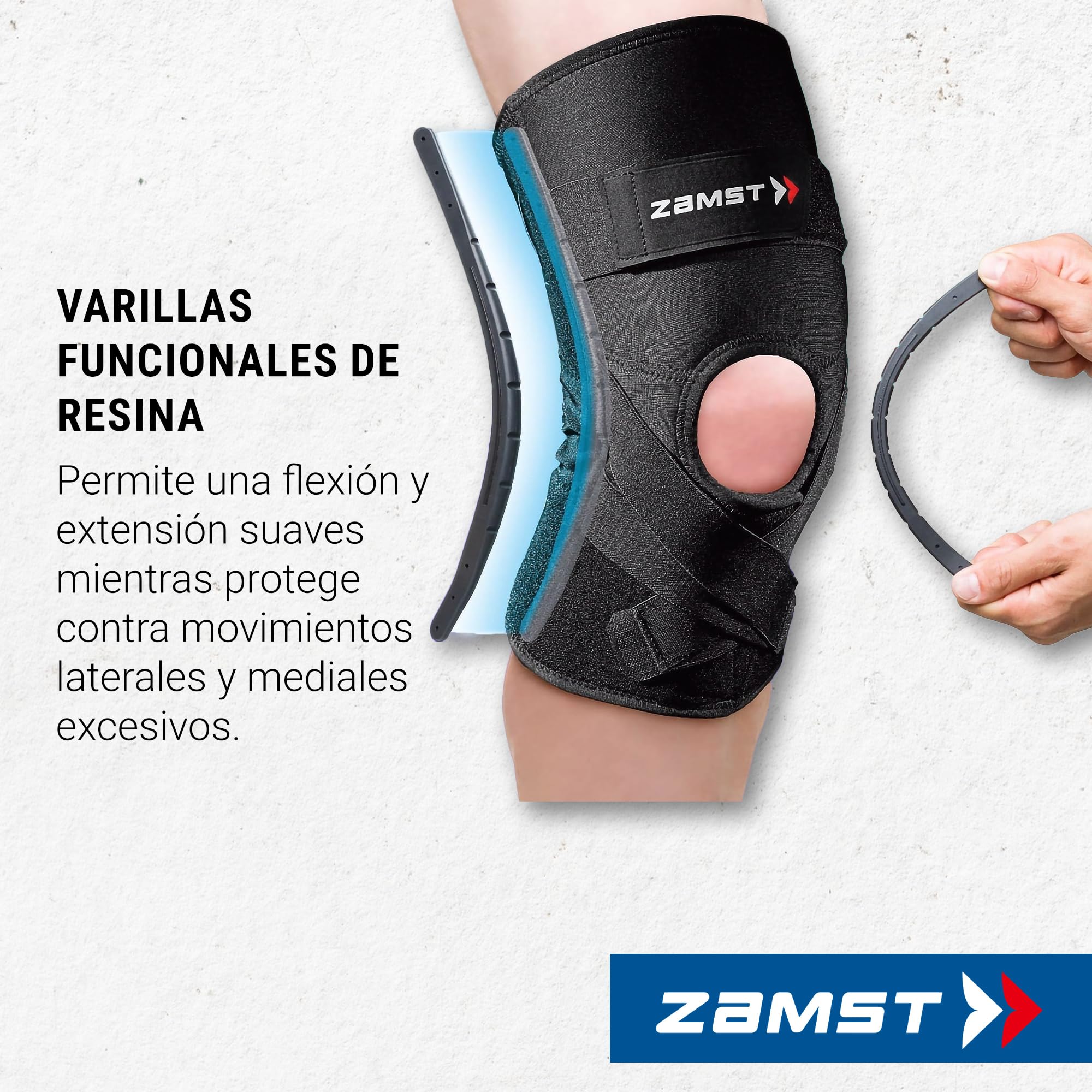 Zamst ZK-Protect Rodillera Deportiva - Rodillera de Compresión para Hombres y Mujeres con Soportes de Resina Flexibles para Protección y Esguinces de Ligamentos de LCA, LCM Y LCL - 3XL