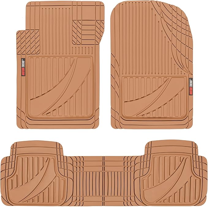 Motor Trend FlexTough Advanced Beige Rubber Car Floor Mats
