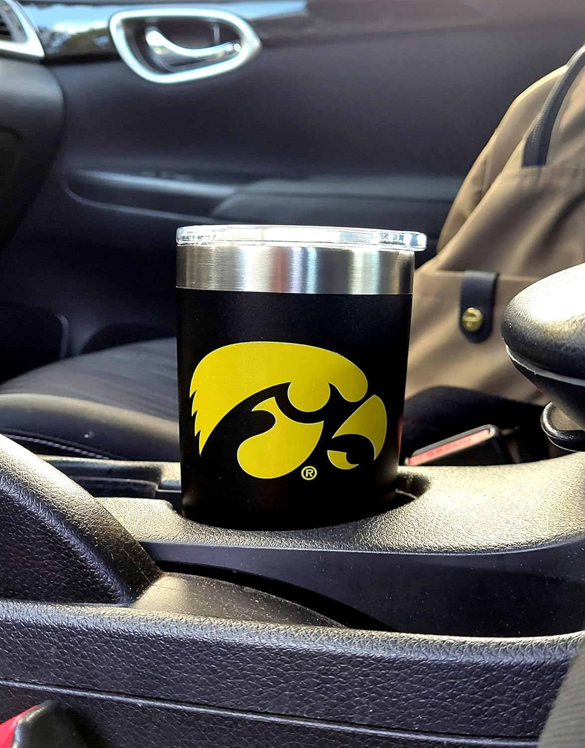 Game Day Outfitters Iowa University 20oz Black Travel Tumbler- Stainless Steel Double Walled Beverage Tumbler with Acrylic Lid- Iowa Hawkeyes Drinkware For Office, Home, Auto, Campus
