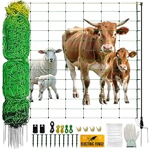 Electric Fence Netting, 42.5" H 164 L Portable Livestock Fencing for Sheep, Cattle, Net Fencing Kit with 14 Posts Double Spiked, Movable Poultry Netting for Backyards, Homesteaders, Farms Ranches