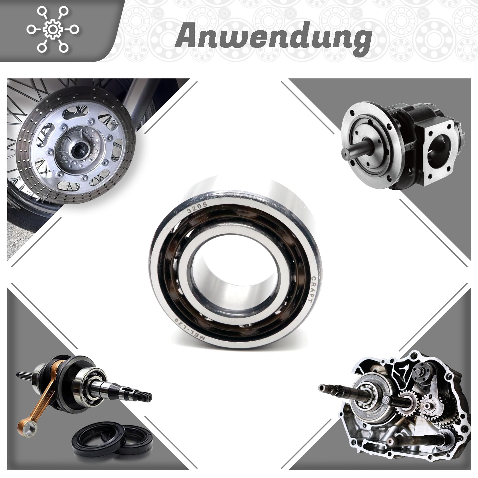 Schrägkugellager 3205 c3 25x52x20,6mm, DIN 628, zweireihig, Reibungsarm, abgedichtetes Lager für radiale & axiale Belastungen, Ideal für Industrie- & Automobilanwendungen