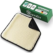 Novaliv Travel Pillow 37 x 37 cm Natural, Foldable/Rollable, Virgin Wool Top, Water-Repellent Polyamide Underside, Warm & Breathable, Lightweight & Compact, Hand Luggage, Seat Cushion Travel, Stadium