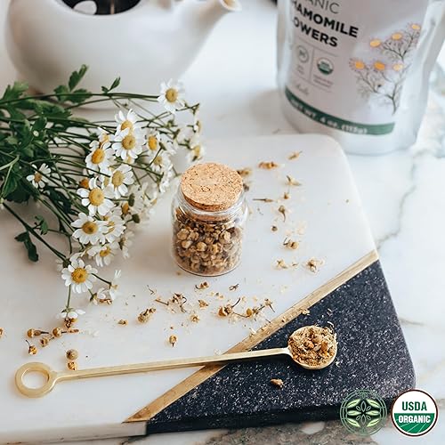 Miniatura 5 de Elanen Naturals Flores orgánicas de manzanilla, 4 onzas (3.99 oz), té de manzanilla orgánica certificada por USDA, hojas sueltas, manzanilla