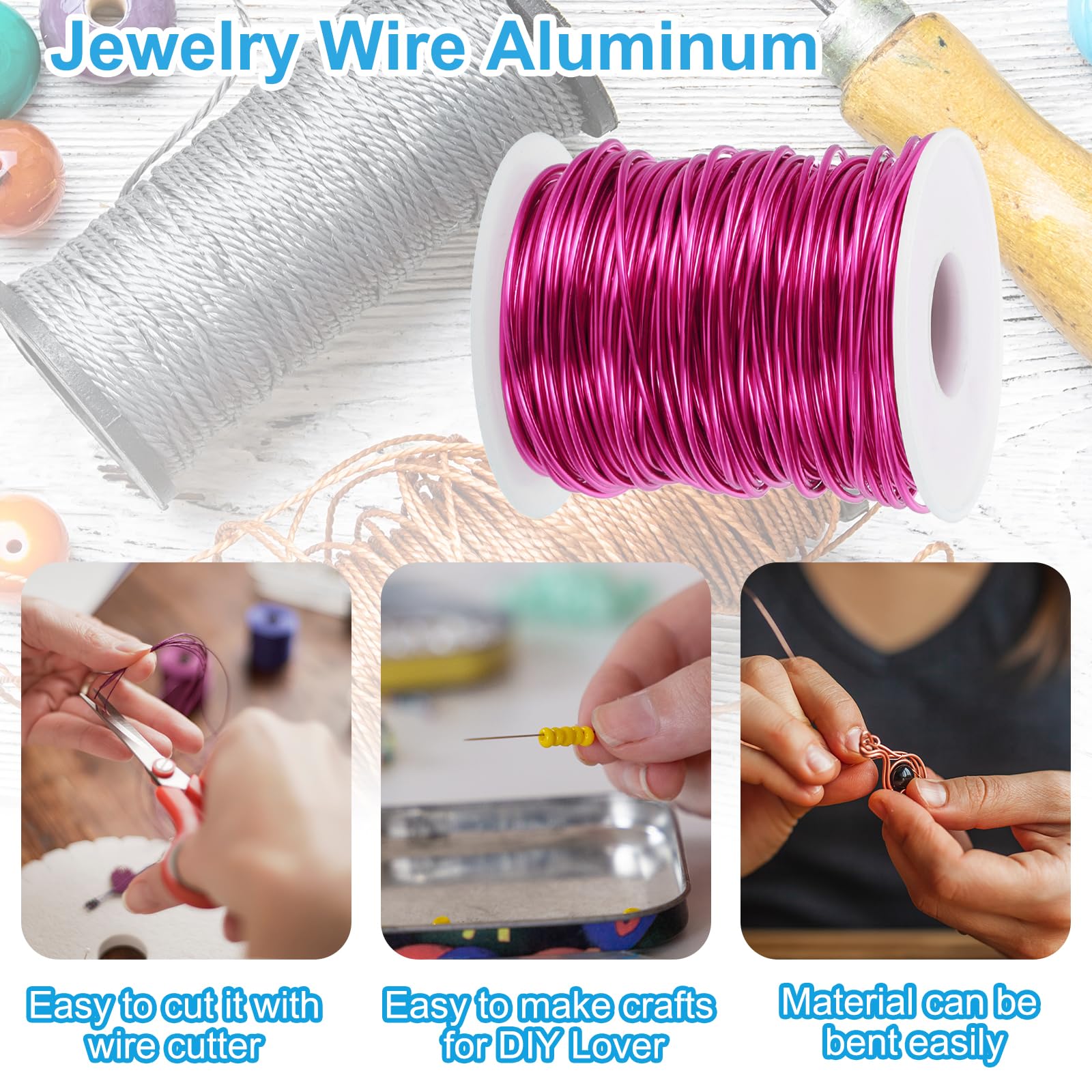 PATIKIL 15 Gauge 1.5mm Aluminum Craft Wire, 98.4 Ft Metal Wire Armature Bendable Wire for Jewelry Making Metal Wrap DIY Rose Red - Image 3