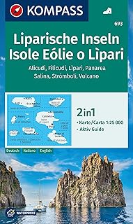 KOMPASS Wanderkarte 693 Liparische Inseln, Isole Eólie o Lìpari, Alicudi, Filicudi, Lìpari, Panarea, Salina, Strómboli, Vu...