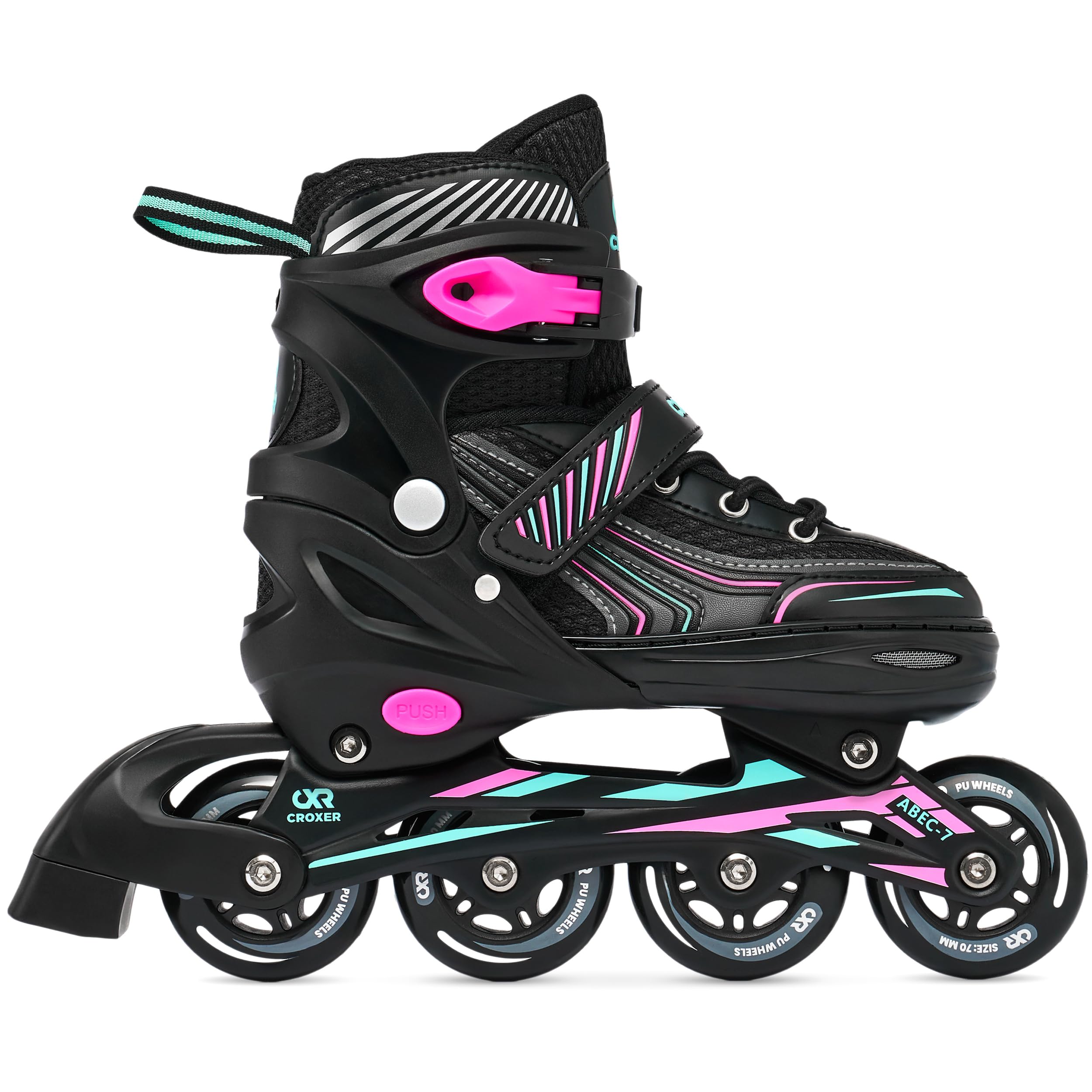 Optima Pattini in linea Inline Skates per bambini e adulti regolabili (Mint/Pink, 35-38 (21cm-23cm))