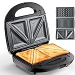 KEENSTAR 3 in 1 Electric Sandwich Maker, Waffle Maker with Removable Non-Stick Plates, Grill with Double-Sided Heating, Easy to Clean and Store, Perfect for Cooking Breakfast, Grilled Cheese and Steak