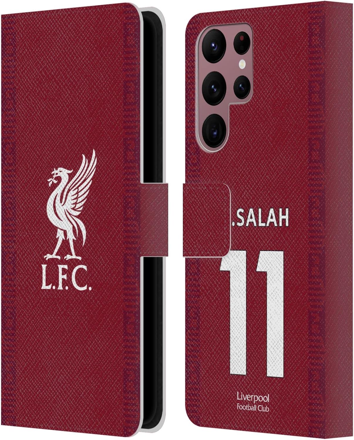 Head Case Designs Officially Licensed Liverpool Football Club Mohamed Salah 2022/23 Players Home Kit Leather Wallet Case Compatible with Samsung Galaxy S22 Ultra 5G