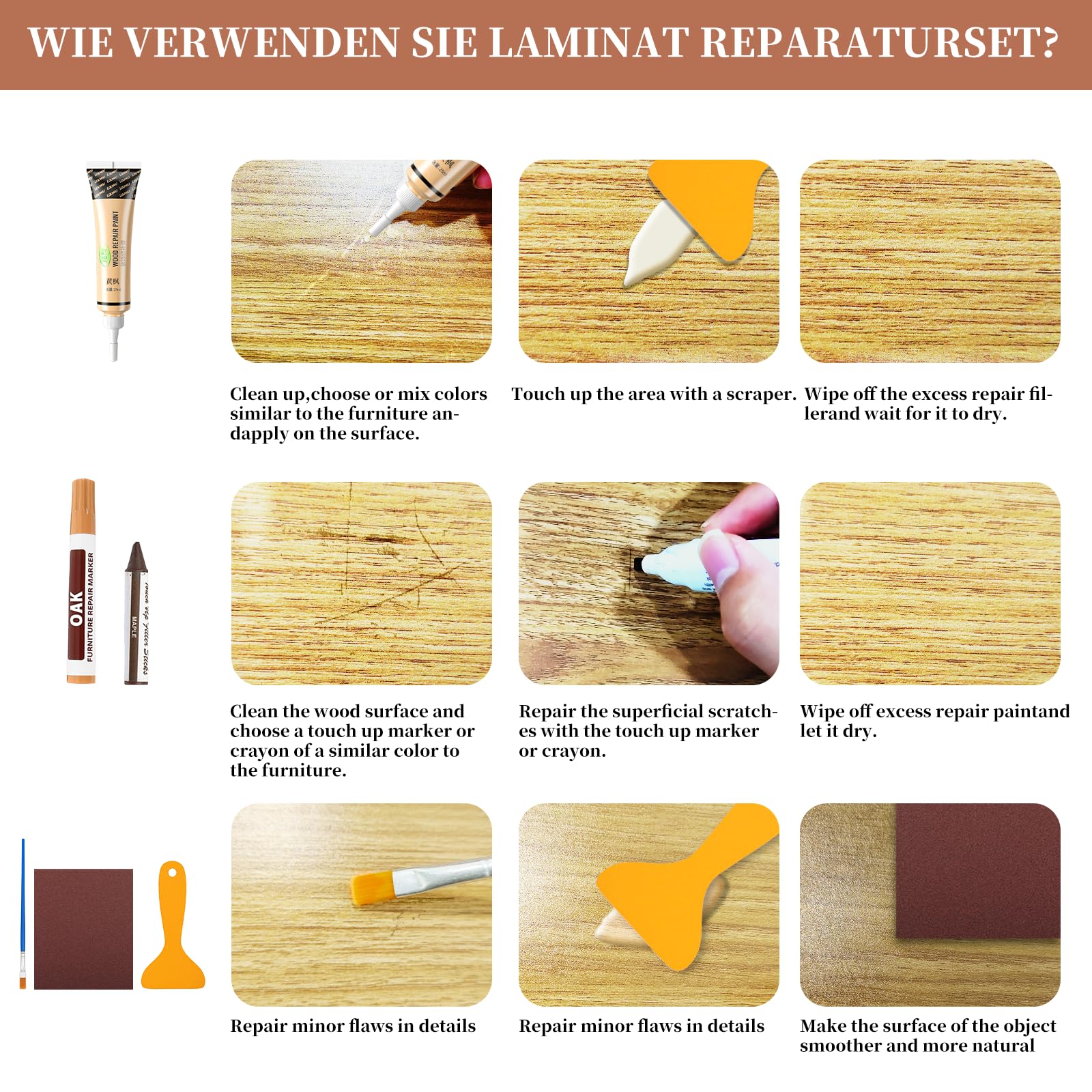 Laminat Reparaturset 19-teilig Mit 11 Hartwachs Sti Produktbild-Vorschau 6