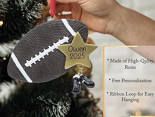 Miniatura 9 de Adorno de Navidad personalizado de fútbol 2023  Jugador masculino con balón de fútbol y bola colgante para árbol de Navidad  Regalo único de
