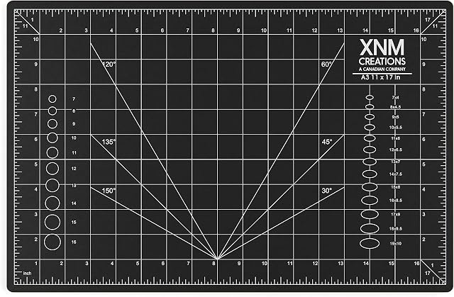 XNM Creations Premium Self Healing Cutting Mat - 12 Inches by 18 inches - A3, 3 Layer Quality PVC Construction - Dual Sided, Imperial and Metric Grid Lines - Perfect for Cutting, Sewing, and Crafts