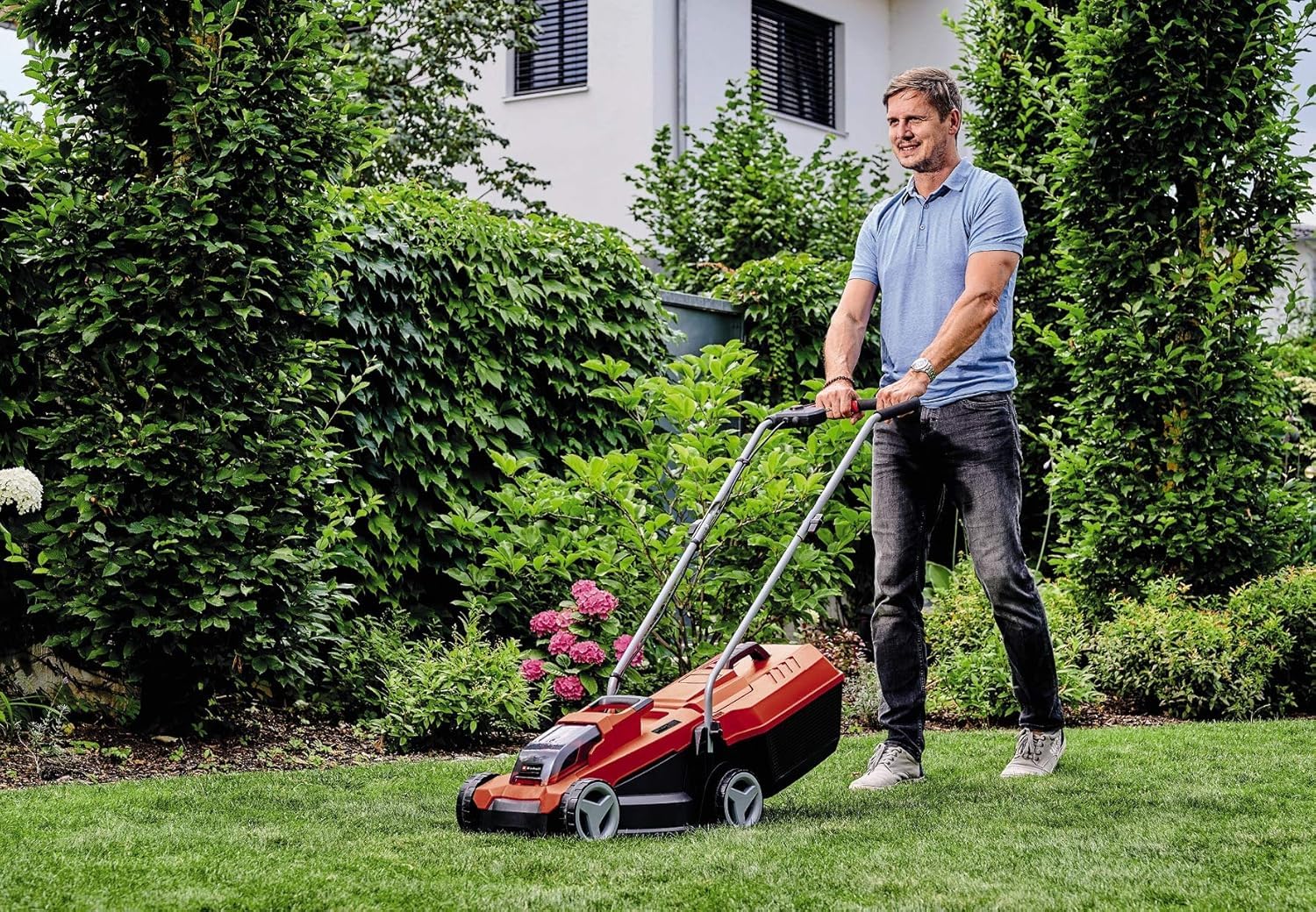 Einhell Akku-Rasenmäher GE-cm 18/32 Li-Solo Power X-Change (18 V, 32 cm Schnittbreite, bis 250 m², Brushless, 25L Grasfangkorb, 30-70 mm Schnitthöhe, ohne Akku)
