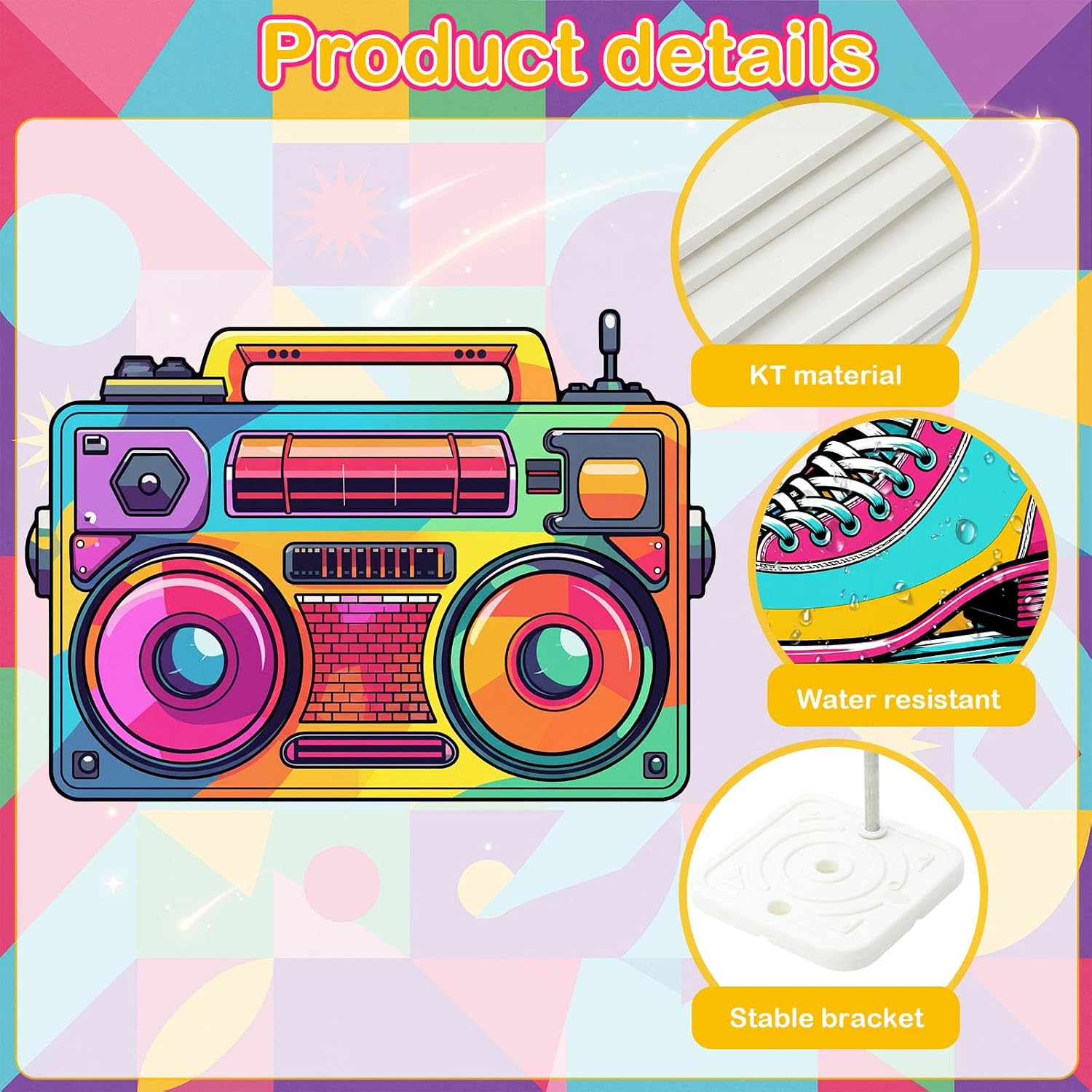 Capoda 59 Inch Boombox Retro Cardboard Standee 80s 90s Party Decorations