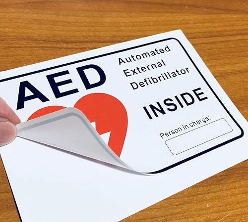 Exteriores/interiores (paquete de 3) 6 x 4 pulgadas, desfibrilador externo automatizado AED dentro de la ventana de la puerta de la pared de la