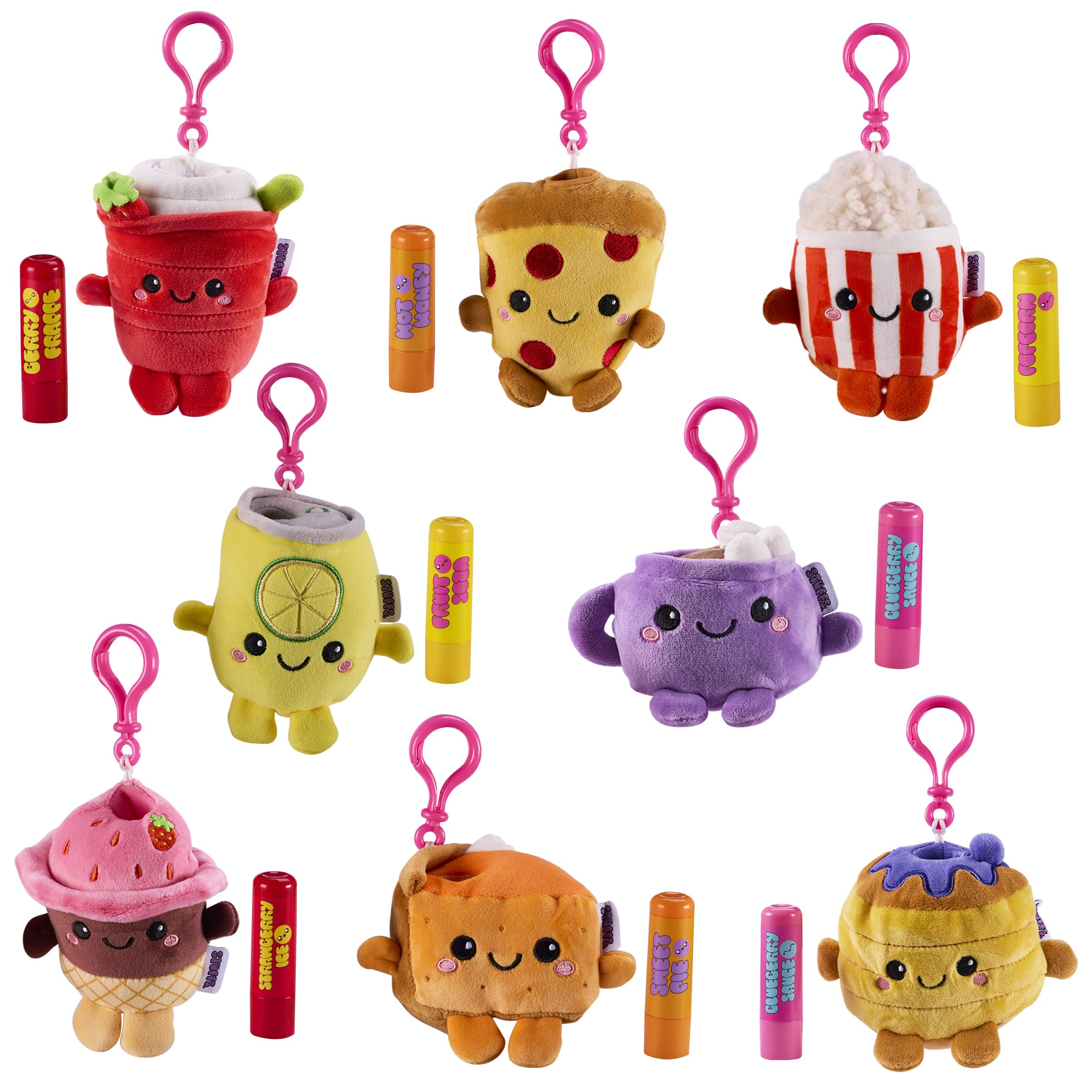 STUFFS. Trendy Self-Care Toycessories. Stuffie with Keychain & Matching Lip Balm Set, STYLES MAY VARY