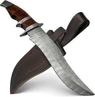 Gifts for Men - Damascus Hunting Knife with 8 Inch Fixed...