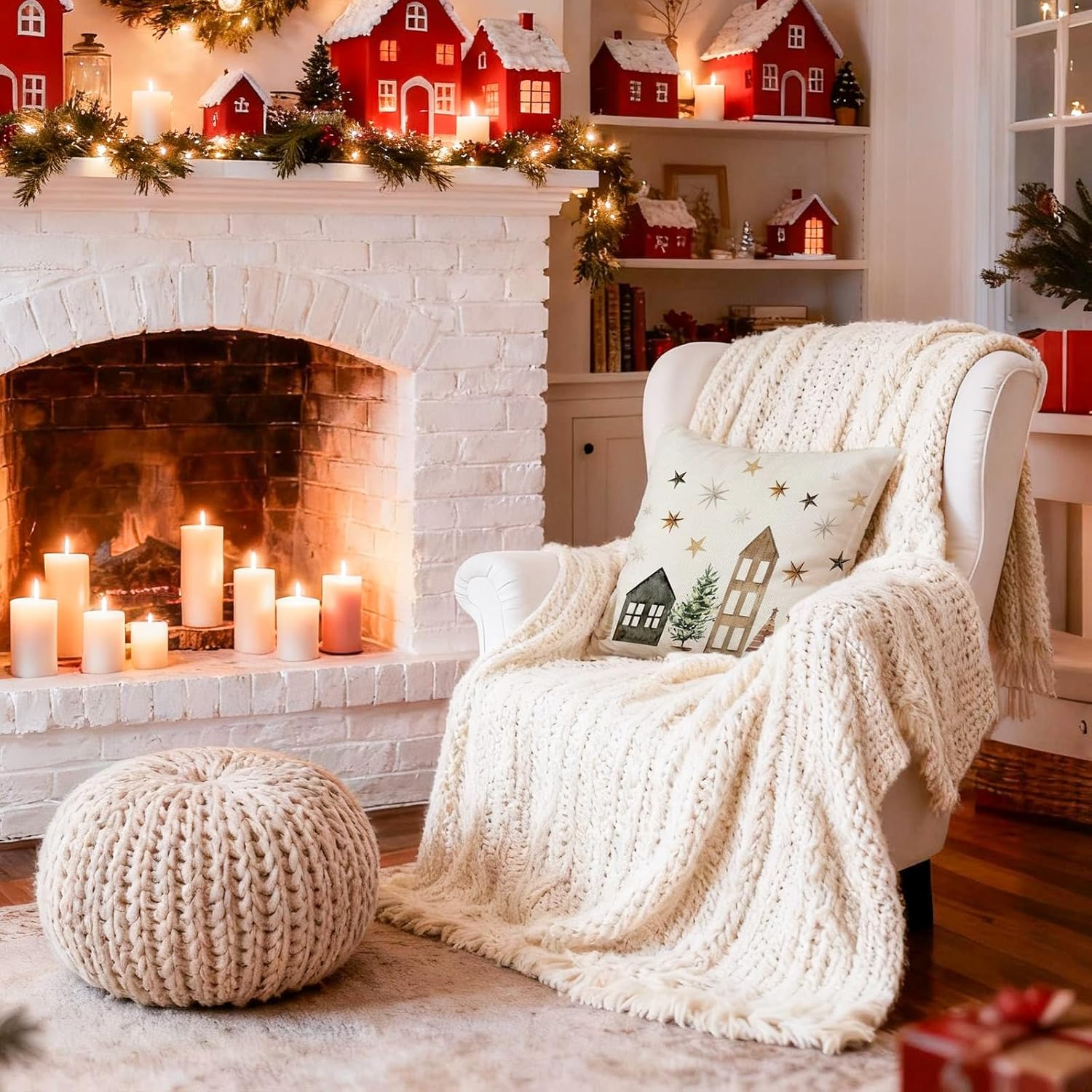 Lanpn Lot De 4 Housses De Coussin Décoratives De Noël, Bonhomme De