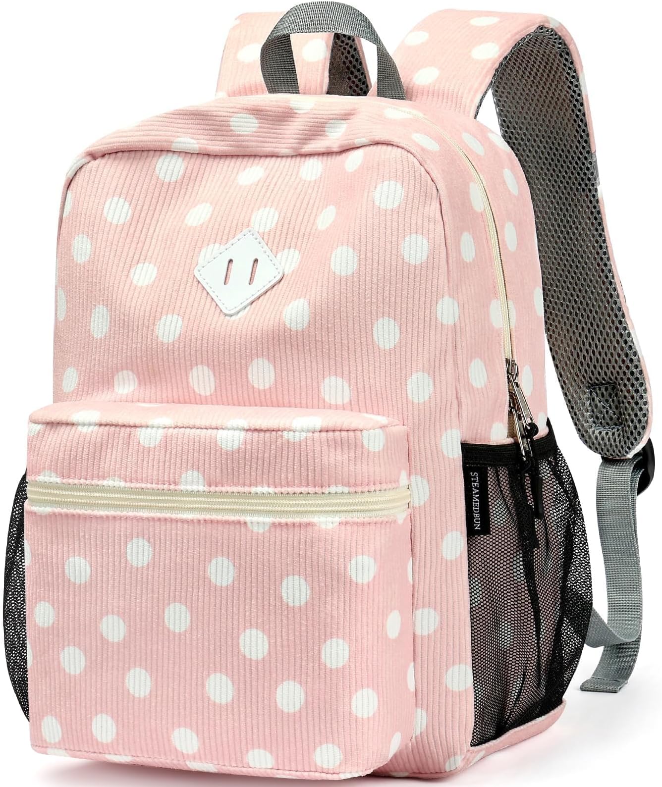 Corduroy Kids Backpack for Girls Boys 3-8, Boys Girls Backpack for Elementary Kindergarten - Polka Dot