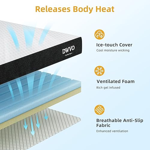 Miniatura 5 de DWVO King Size Mattress Topper, 4 Inch Cooling Memory Foam Mattress Topper King, Soft Vents Holes Bed Topper with Breathable Washable Ice-Touch