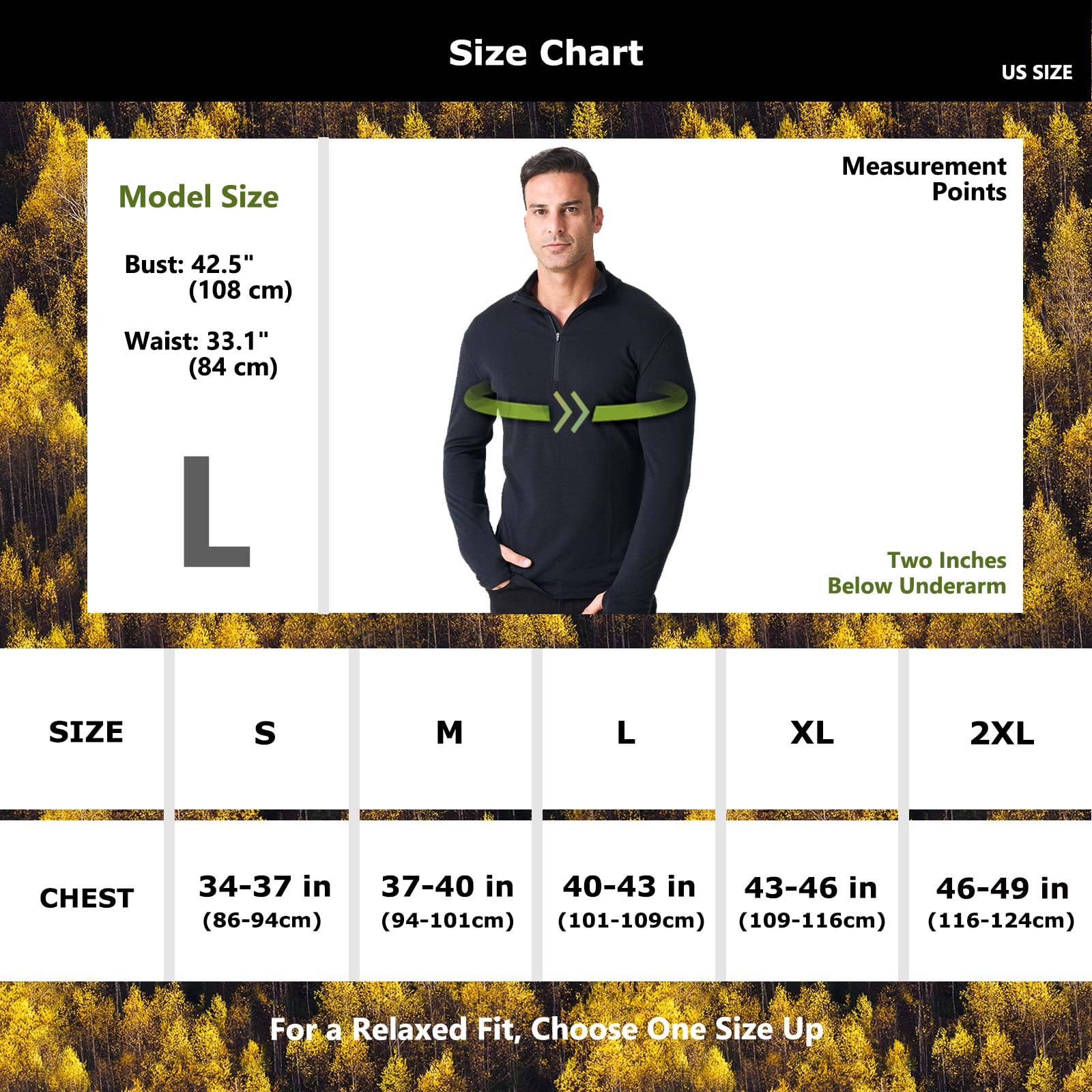 Merino Protect Camiseta Lana Merino Hombre Hombre Suave Jersey con Base Capa Manga Larga de Jersey Senderismo Caza