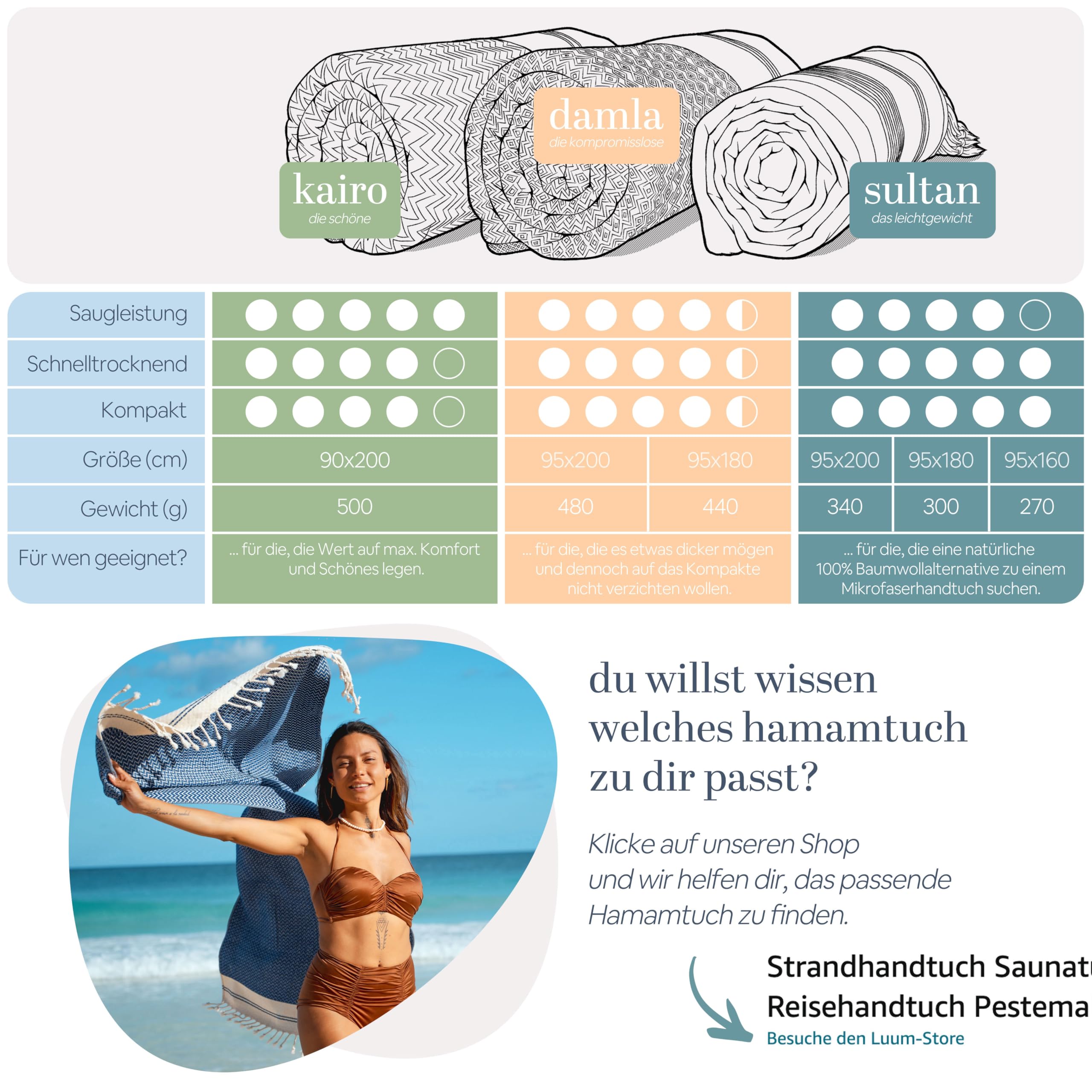 Luum Saunahandtuch 2er Set - Baumwoll Handtuch Für Strand & Sauna