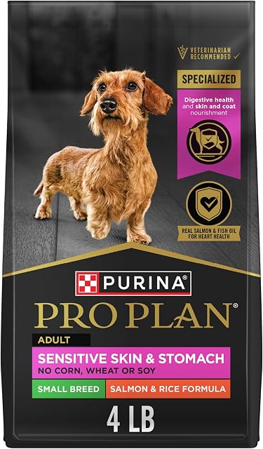 Purina Pro Plan Peau Sensible & Estomac Nourriture Sèche pour Chiens Petits Races, Saumon & Riz - Sac de 1,81 kg (1 paquet)