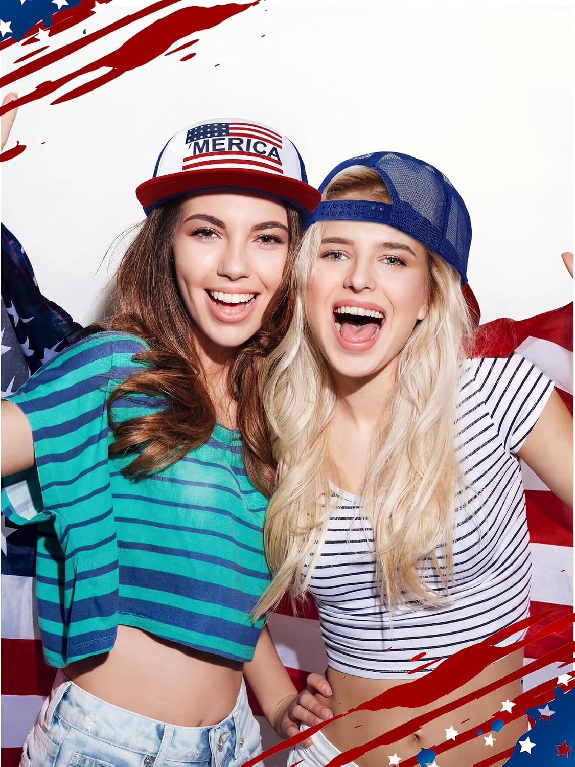 Chicingyou 6 Pcs 4th of July Trucker Hats 250th Anniversary Patriotic Baseball Cap USA Memorial Day Gift for Women Men