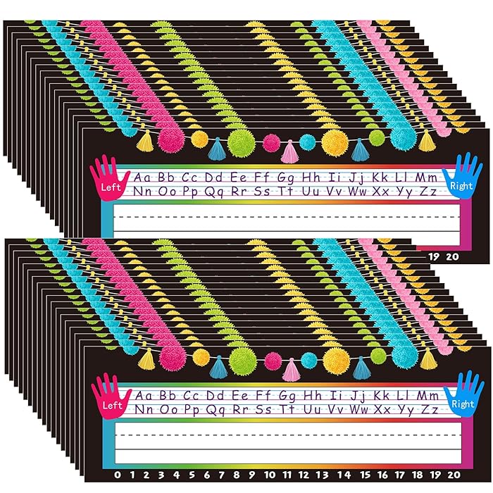 Buy 60 Pieces Pom Pom Name Plates Desk Name Tags Number Alphabet Name