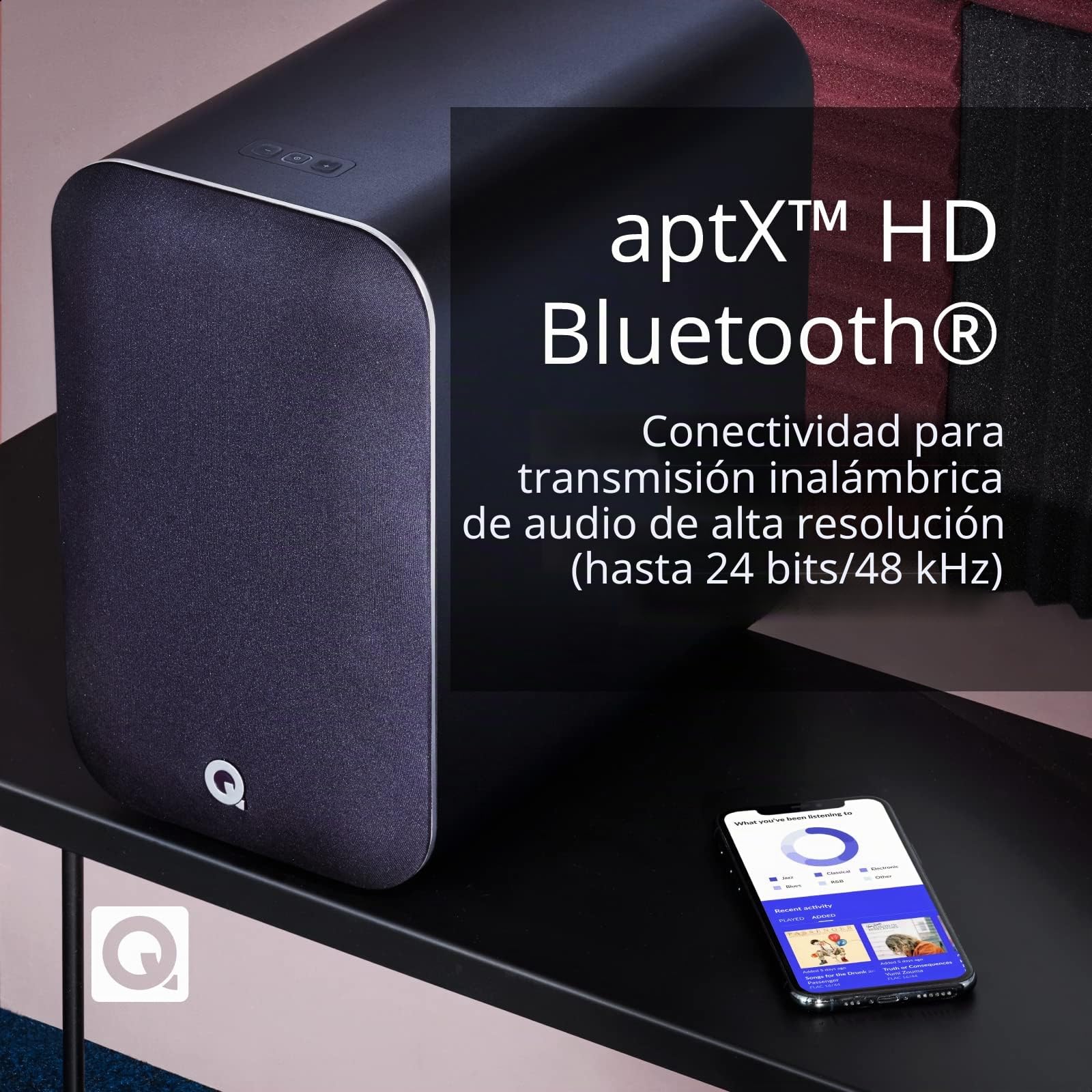 Q ACOUSTICS M20 - Pareja de Altavoces Activos Inalámbrico- Sistema de Música HD Bluetooth (Blanco)