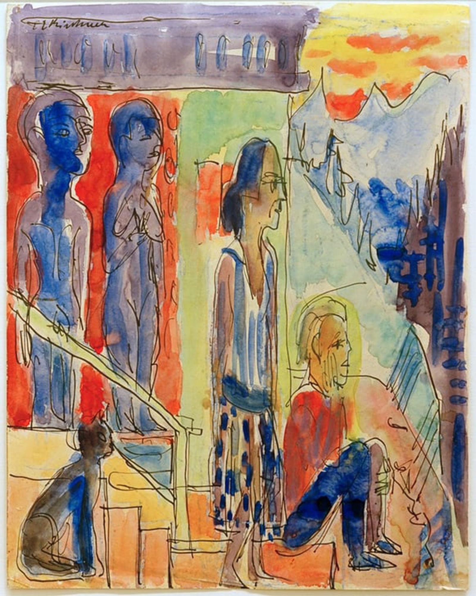 SERENDIPITP Abstract Painting Mural Print Picture Wall Decor Painting Elkirchner Before sunrise by Ernst Ludwig Kirchner Vintage Wall Artwork for Home Decor 60x90cm