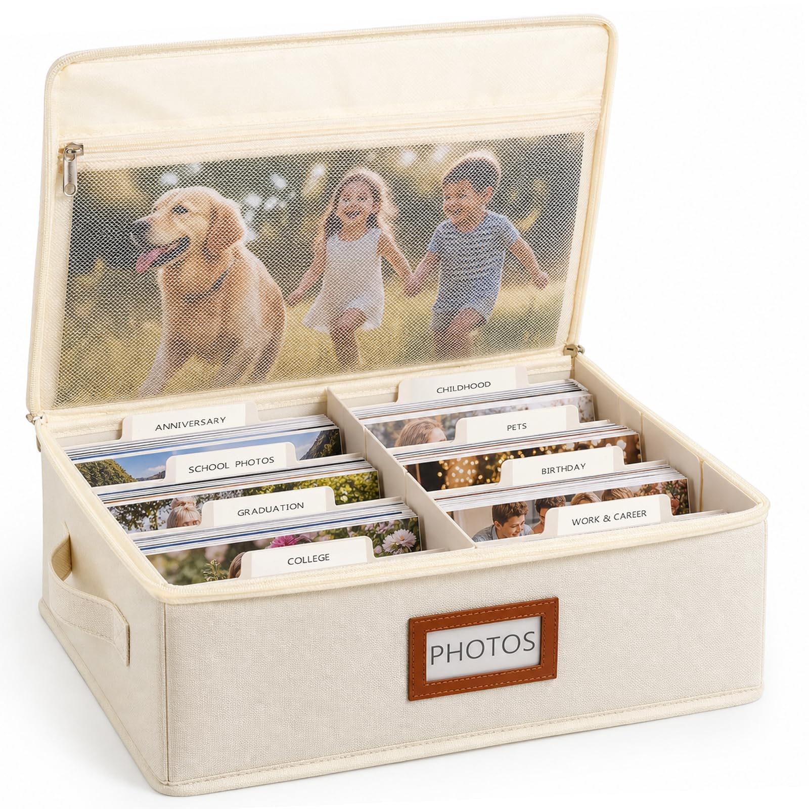 Photo Storage Box Holds 2000 4"x6" Photos with Lids 30 Dividers and Label