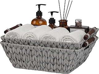 GRANNY SAYS 2-Pack Wicker Storage Baskets, Wicker Baskets for Organizing...