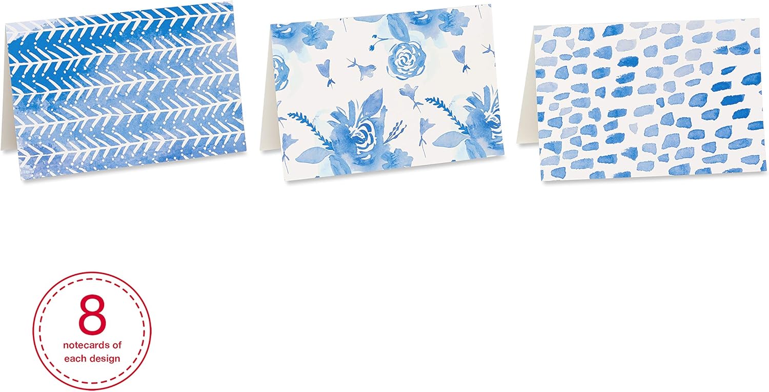 American Greetings Blank Cards, Blue Designs (48-Count)