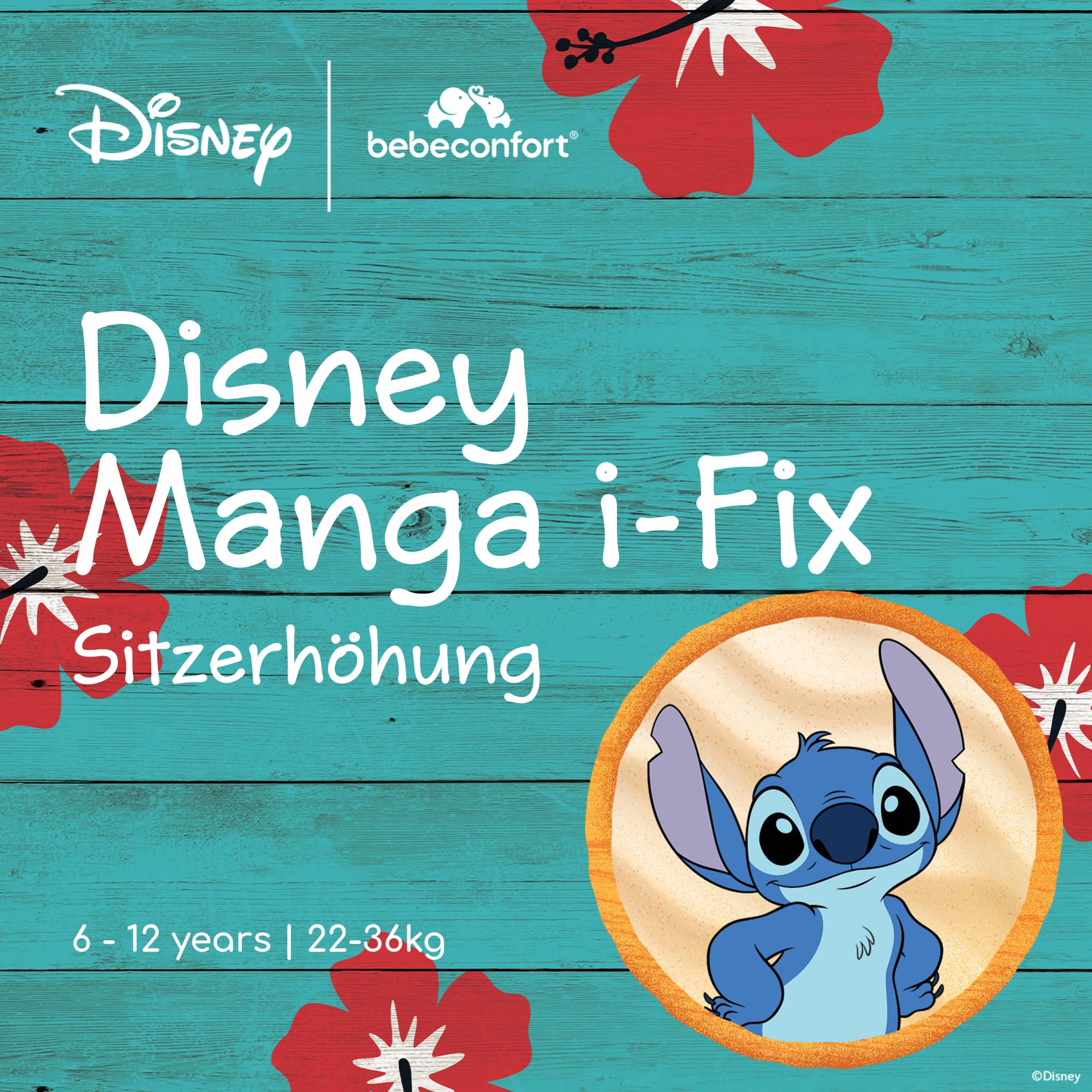 Bebeconfort Disney Manga i-Fix Kindersitzerhöhung ISOFIX, Folgekindersitz Stitch, 22–36 kg, 128–150 cm