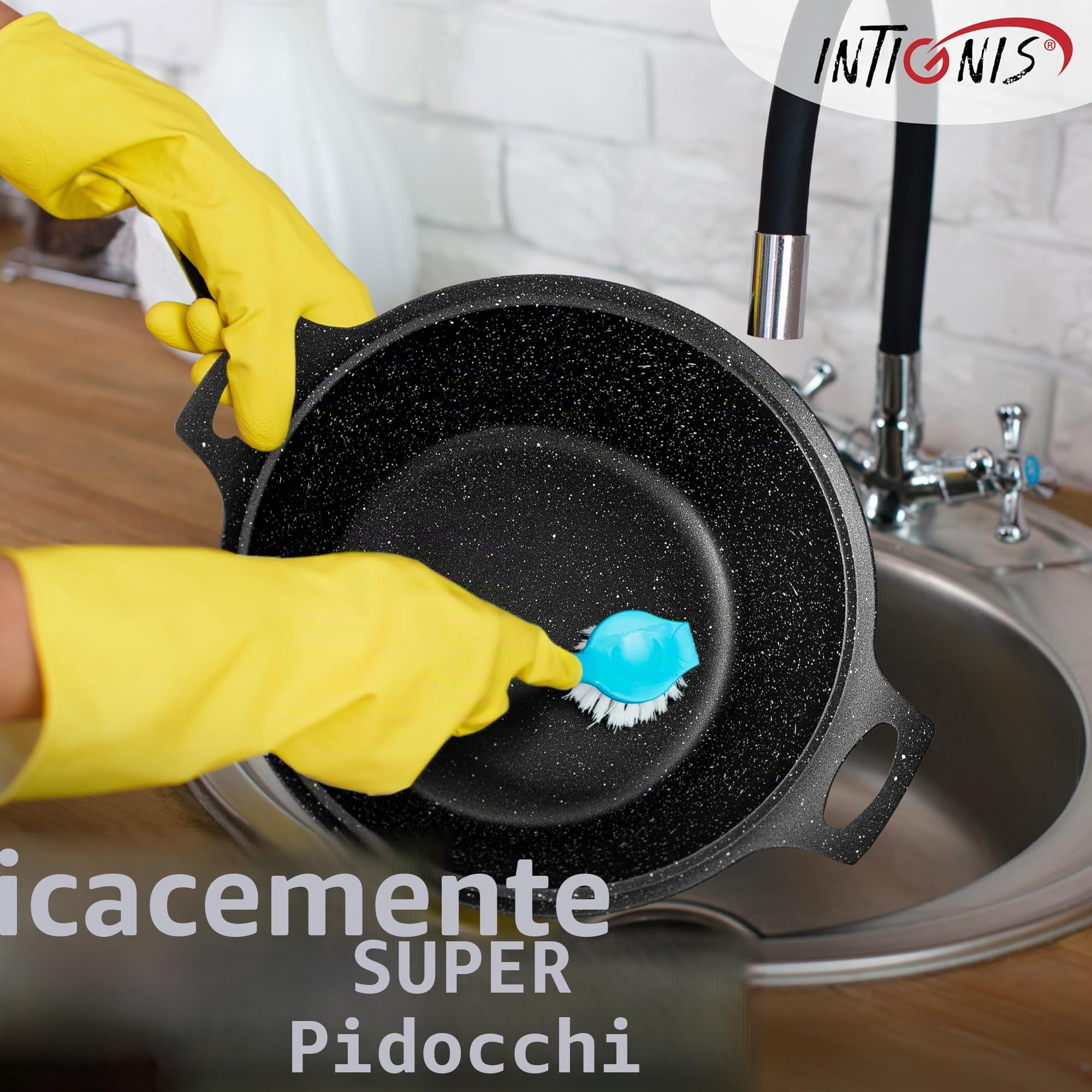 Casseruola con coperchio, grande 32 cm, 10 litri, 15 pollici, compatibile con induzione, rivestimento in ceramica GREBLON senza sostanze chimiche antiaderenti