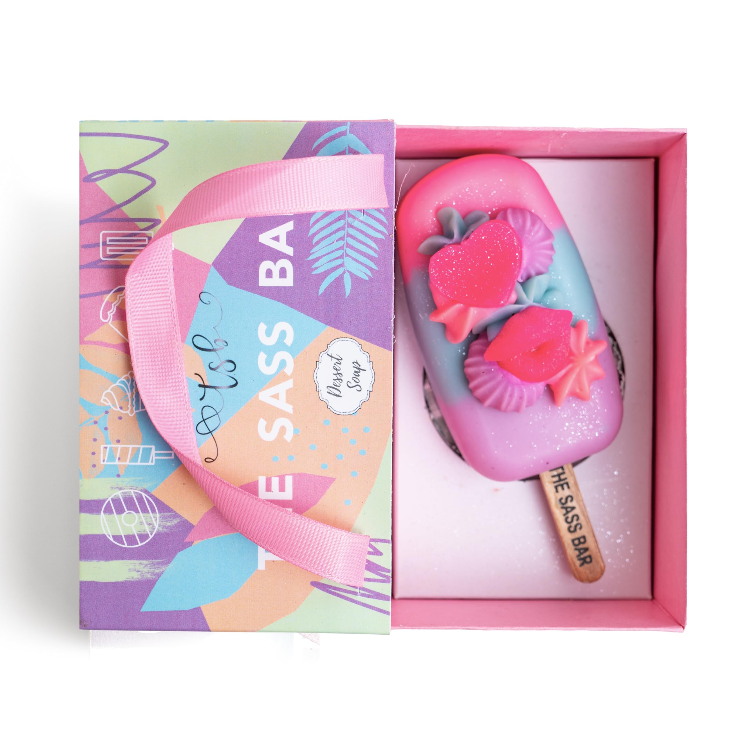 The Sass Bar Handmade Soaps - Flower Bomb Popsicle. Deep Cleansing, Exfoliating & Moisturizing | Gift Box for all Occasions | Natural Ingredient Vegan Plant-Based Bathing for Healthy Soft Skin