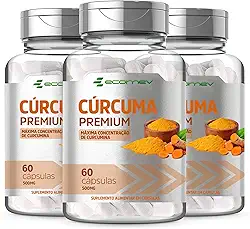 3 Potes Curcuma Longa 100% Curcumina Pura 500Mg 180 Cápsulas Ecomev