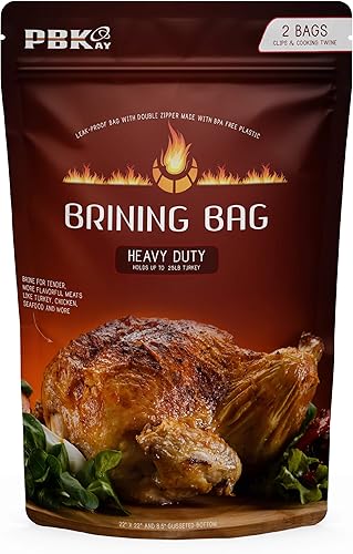 Bolsas grandes de salmuera de pavo resistentes para pavo o jamón XL, paquete de 2, con cordel de cocción