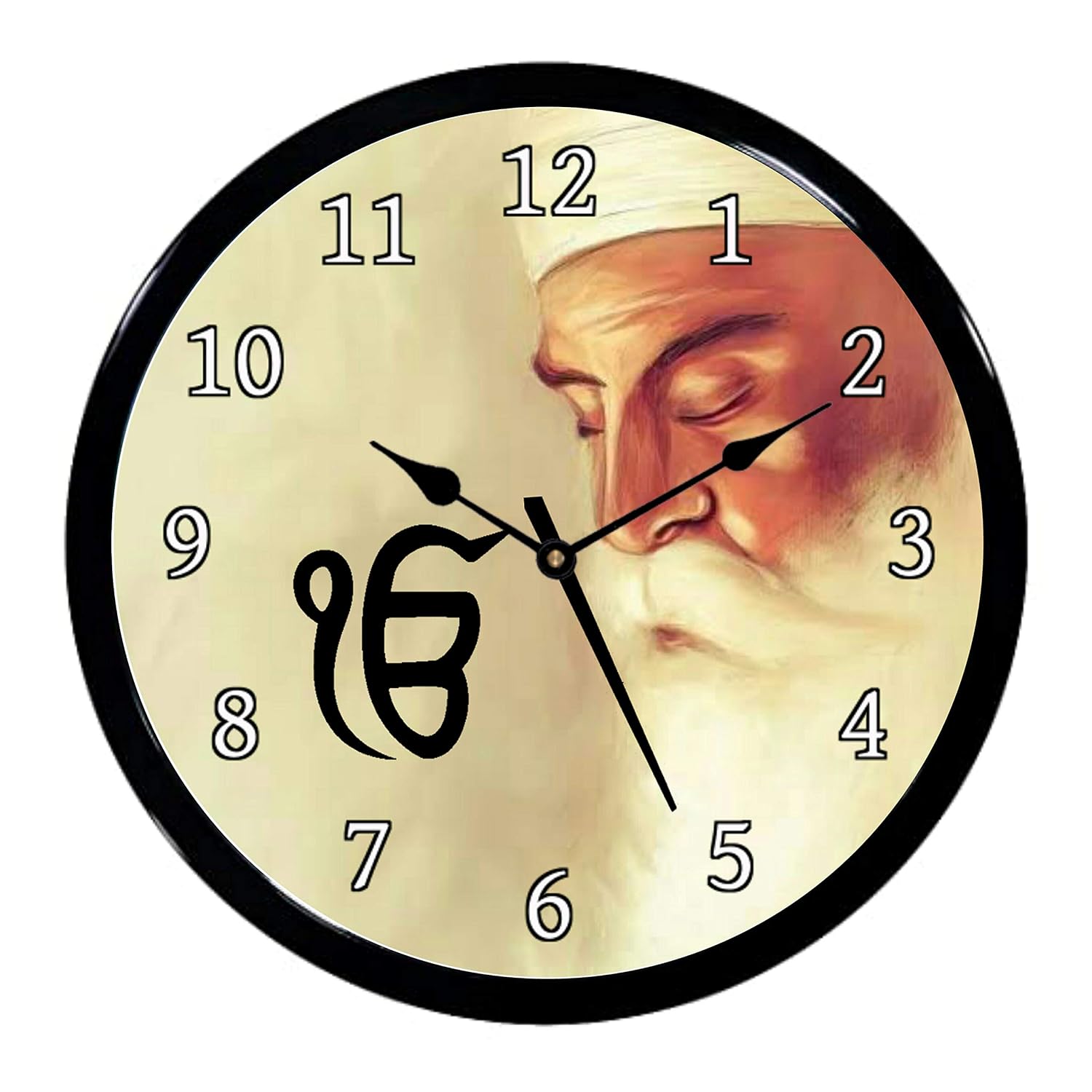 Babawill Ik Onkar Guru Nanak Ji Omkar Abs Plastic Wall Clock with Glass in Front 28 x 28 x 6 Cm