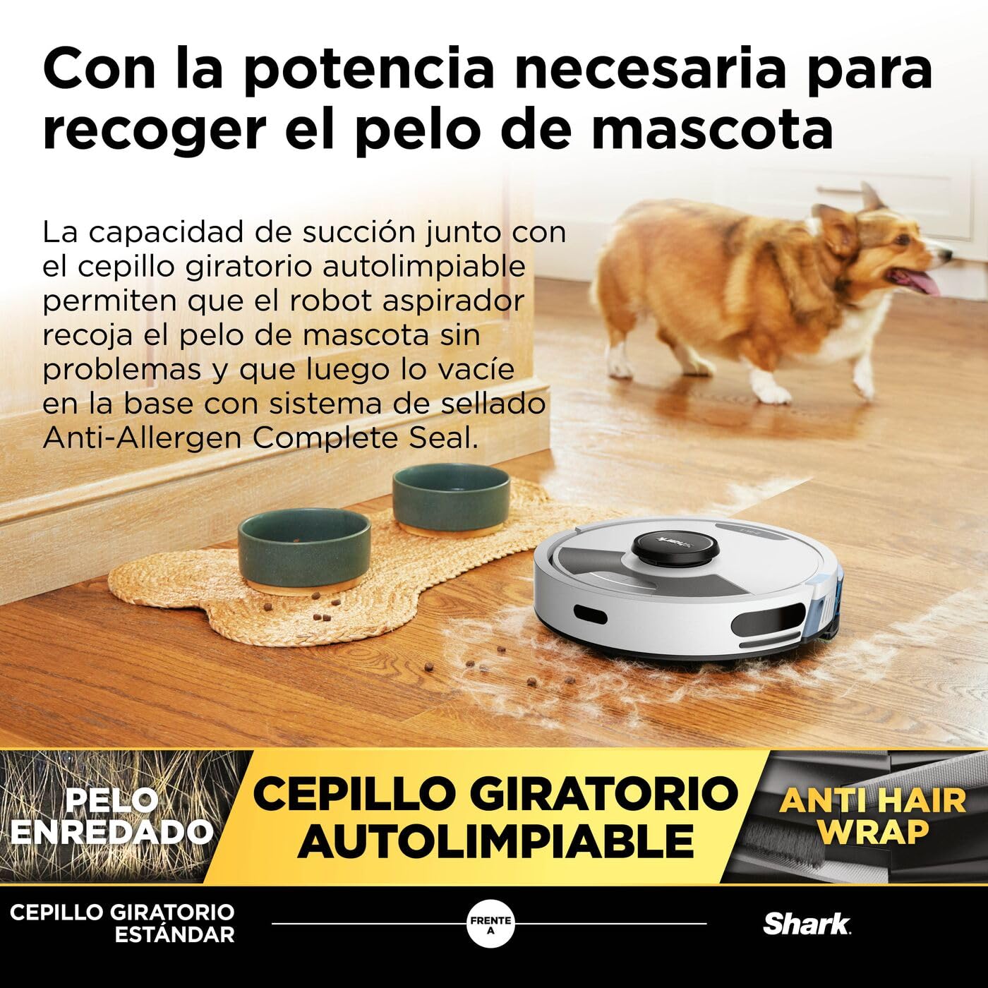 Shark Matrix Plus, Robot Aspirador y Mopa 2 en 1, Blanco, RV2620WAEUWH | Vaciado Automático, Mapeo LiDAR y Tecnología CleanEdge, para Alfombras, Suelos y Pelo de Mascotas, Autocarga, WiFi/App
