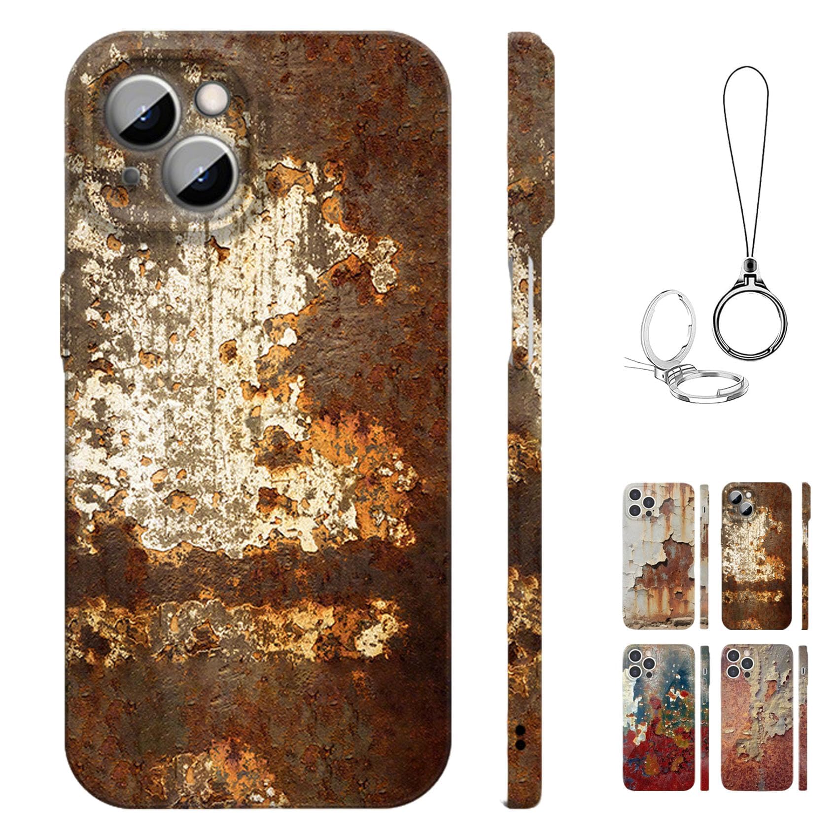 Rusty Phone Case, Rusty Metal Texture Phone Case for iPhone 17/16/15/14/13/12 Pro Max, Industrial Iron Inspired Vintage Rust Look Cover (Style-C,for