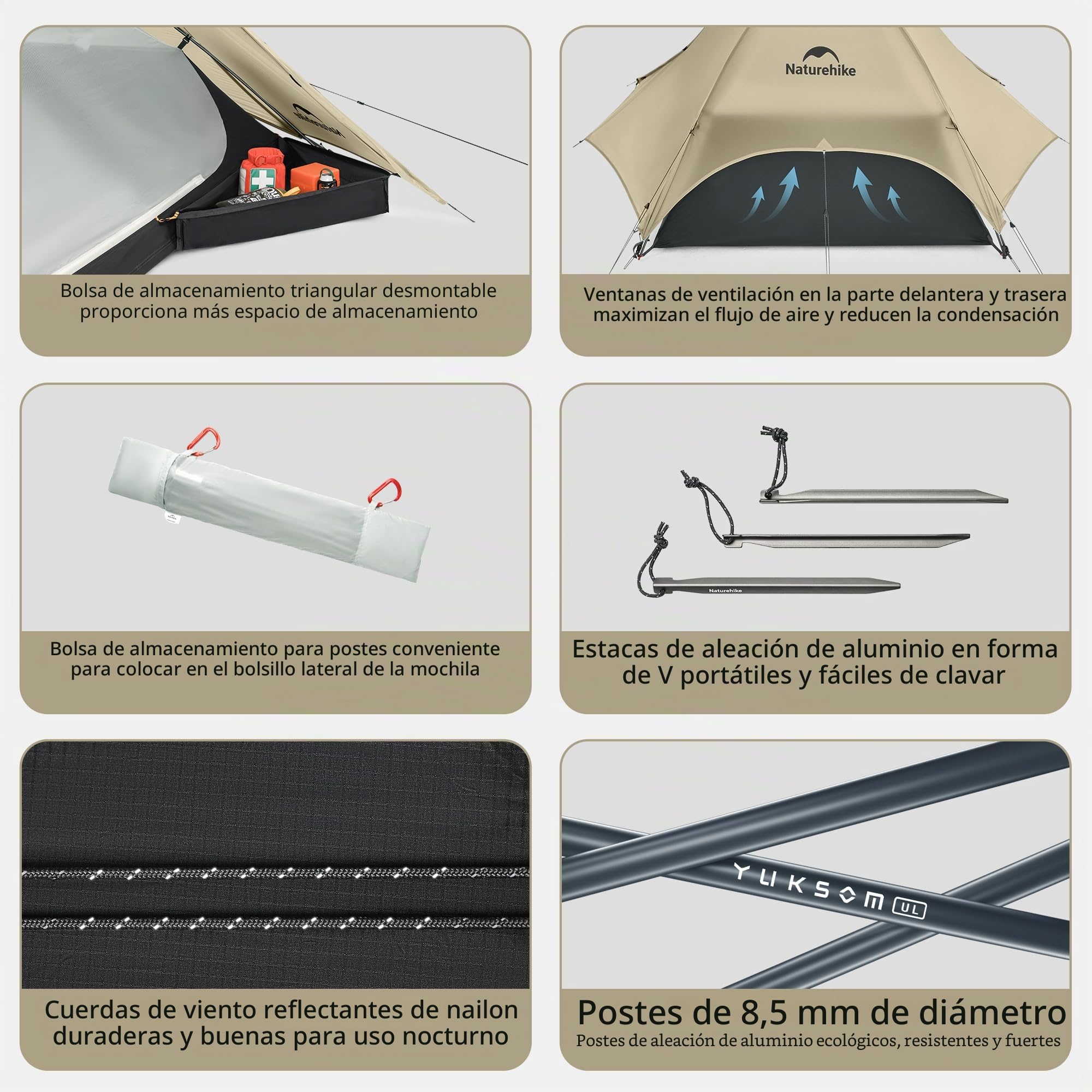 Naturehike Star River UL Tienda de Campaña Compacta 2 Personas Ultraligera Tienda de Campaña de Doble Capa Impermeable a Prueba de Lluvia para Senderismo al Aire Libre Festivales