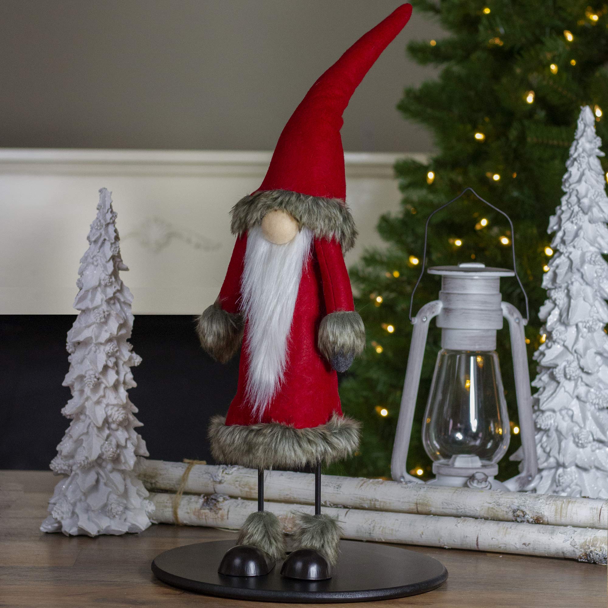 Northlight Standing Santa Gnome with Faux Fur Christmas Figurine - 17
