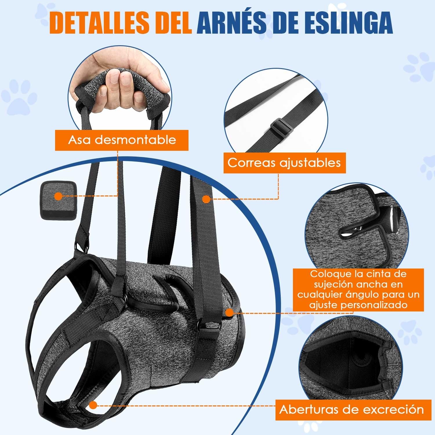 SlowTon Arnés de Soporte para Patas Traseras para Perros Medianos y Grandes - Arnés Elevador Ajustable y Cómodo para Perros Ancianos, Lesionados, Artríticos o con Discapacidad