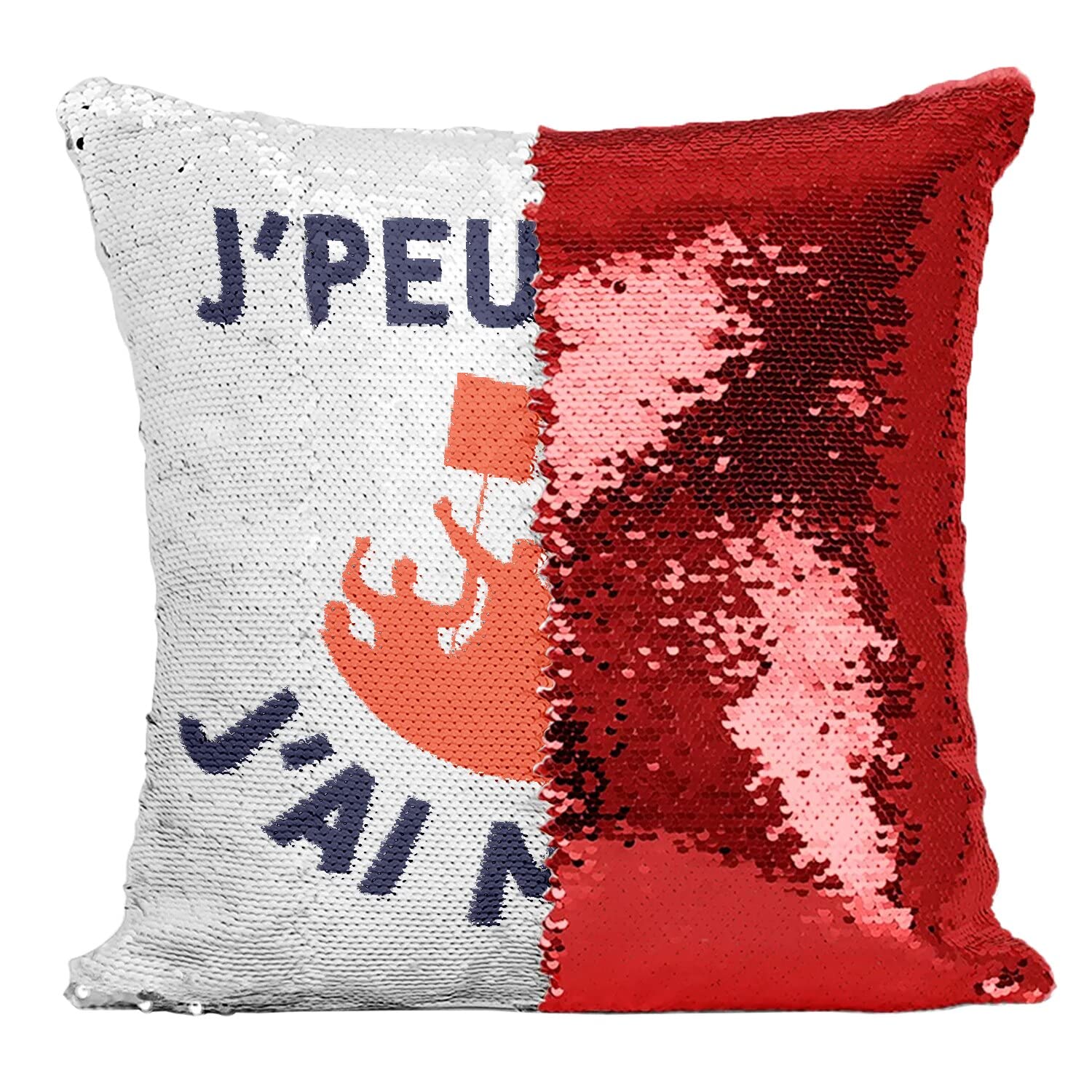 Coussin magique sequin rouge J'Peux Pas J'Ai Manif imprimé France