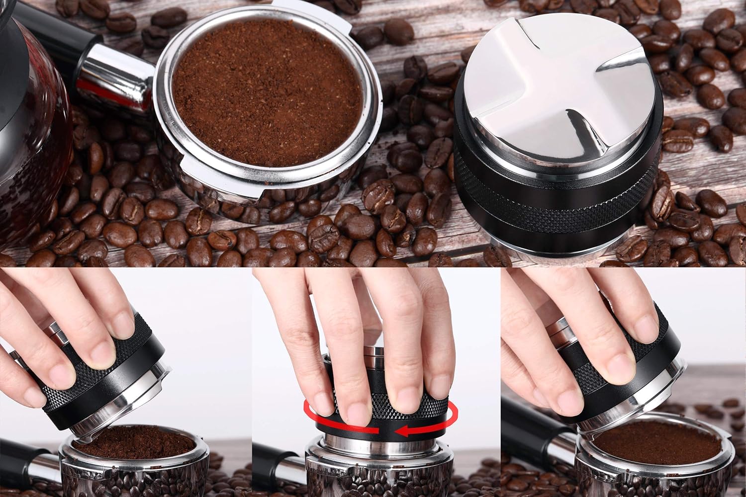 Apexstone 58mm Coffee Distributor & Tamper,APEXSTONE Dual Head Coffee Leveler Fits for 58mm Portafilter, Professional Adjustable Depth Both Sides Espresso Hand Tamper: Home & Kitchen